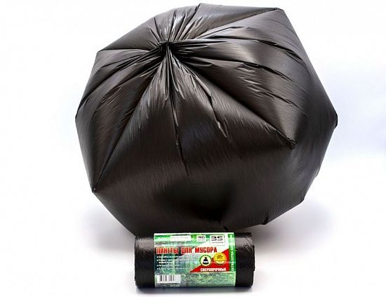 Мешки для мусора 35 литров, в рулоне 30 штук, 12 мкм, материал ПНД, 50х64 см, черные, EXTRA - Вид 2