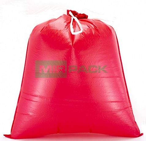 Мешки для мусора с завязками 60 литров, 35 мкм, 10 штук, ПCД, красные - Вид 4