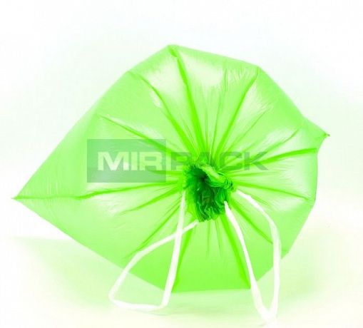 Пакеты для мусора с завязками 35 л, 15 мкм, 15 шт, ПНД, зеленые, VIP - Вид 3