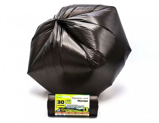 Мешки для мусора 30 л, 7 мкм, в рулоне 50 шт, черные, 50х60 см, GreenClean - Вид 2