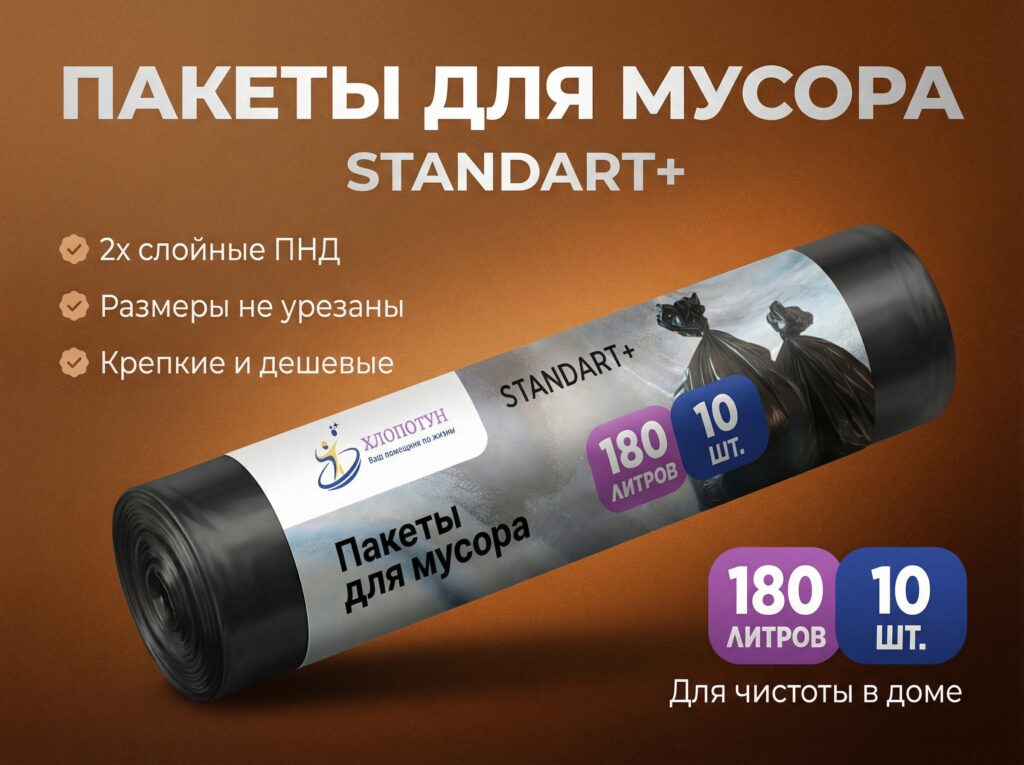 мешки мусорные 180 литров пнд